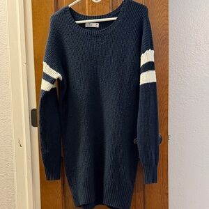 Hollister Dark Blue Sweater with Cream Stripes